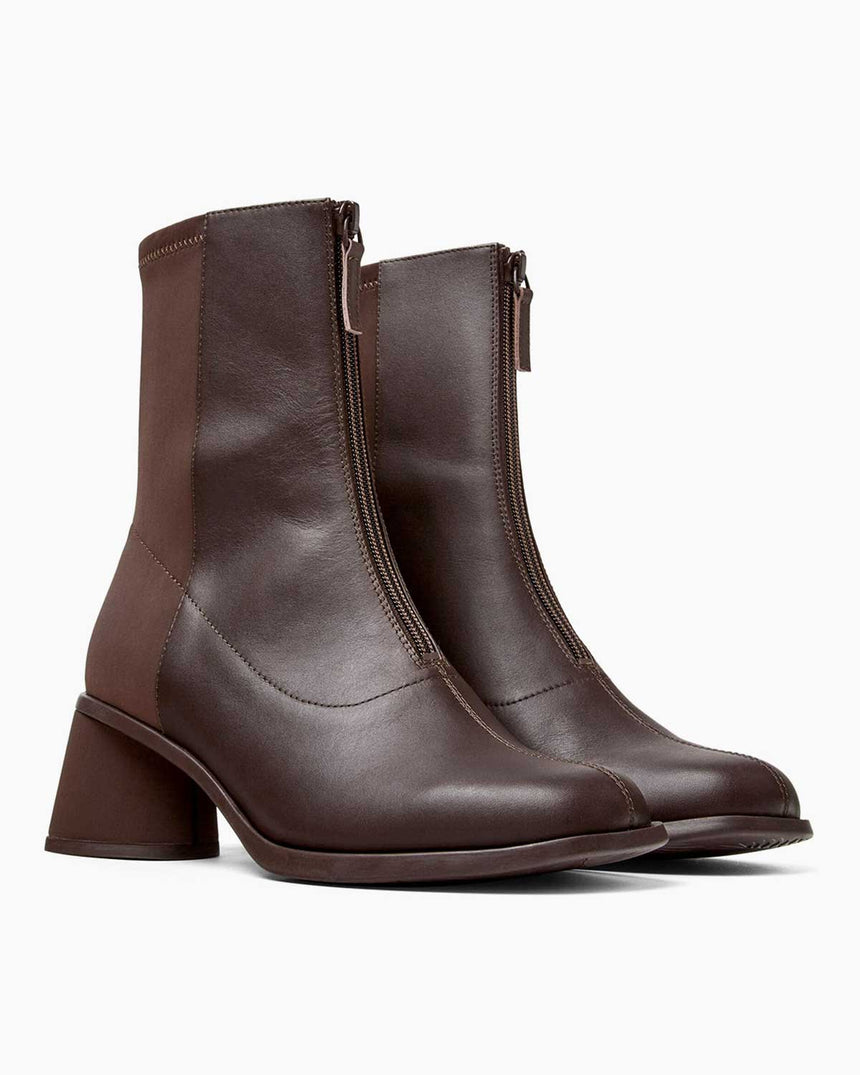 Camper Kiara Zip Topuklu Bot Koyu Kahverengi