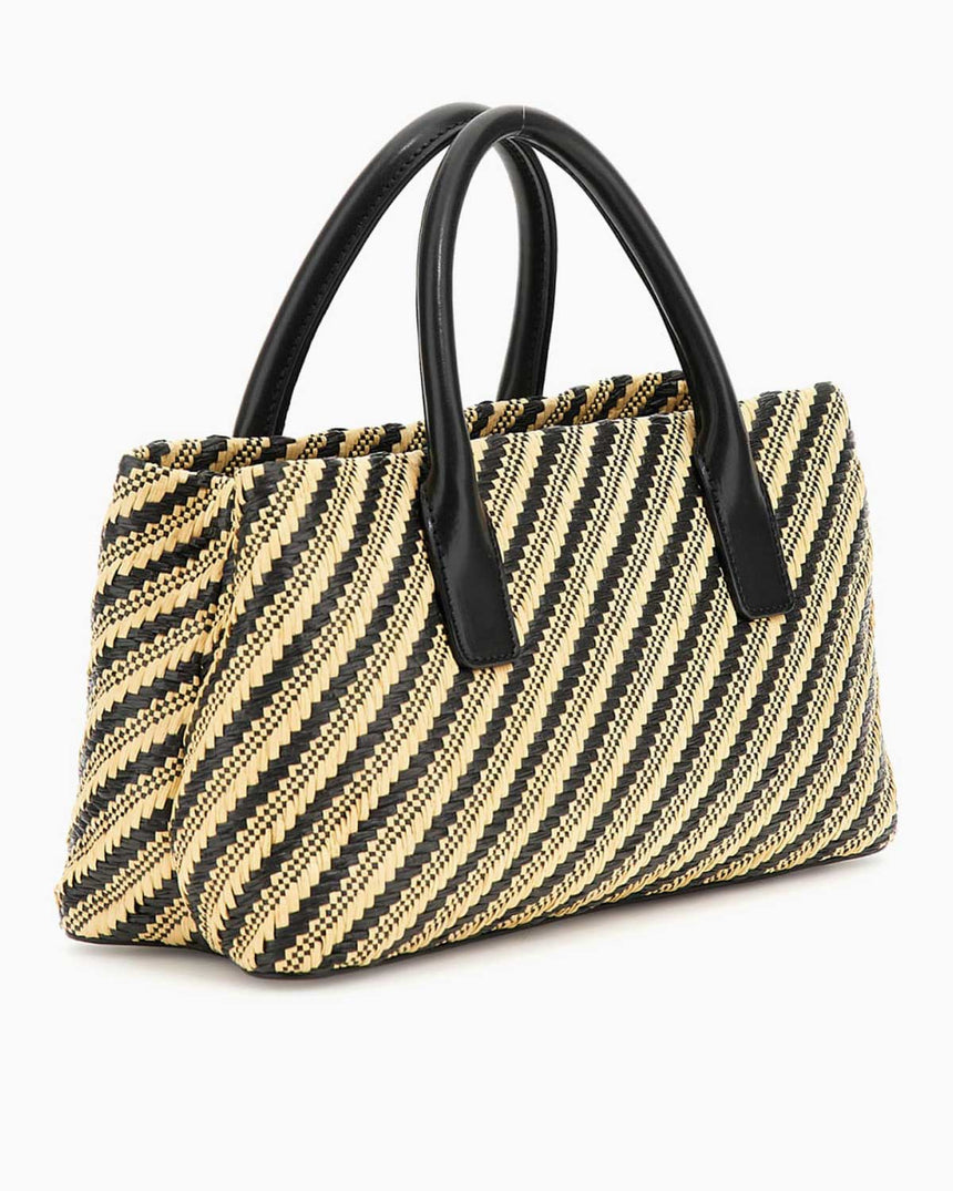 Guess Simona Small Satchel El Çantası Natural - Black