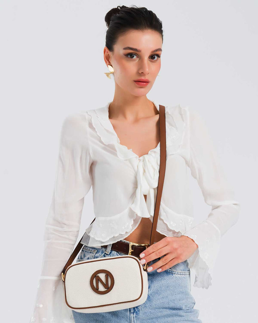 Nautica Çapraz Askılı Çanta Bej - Taba