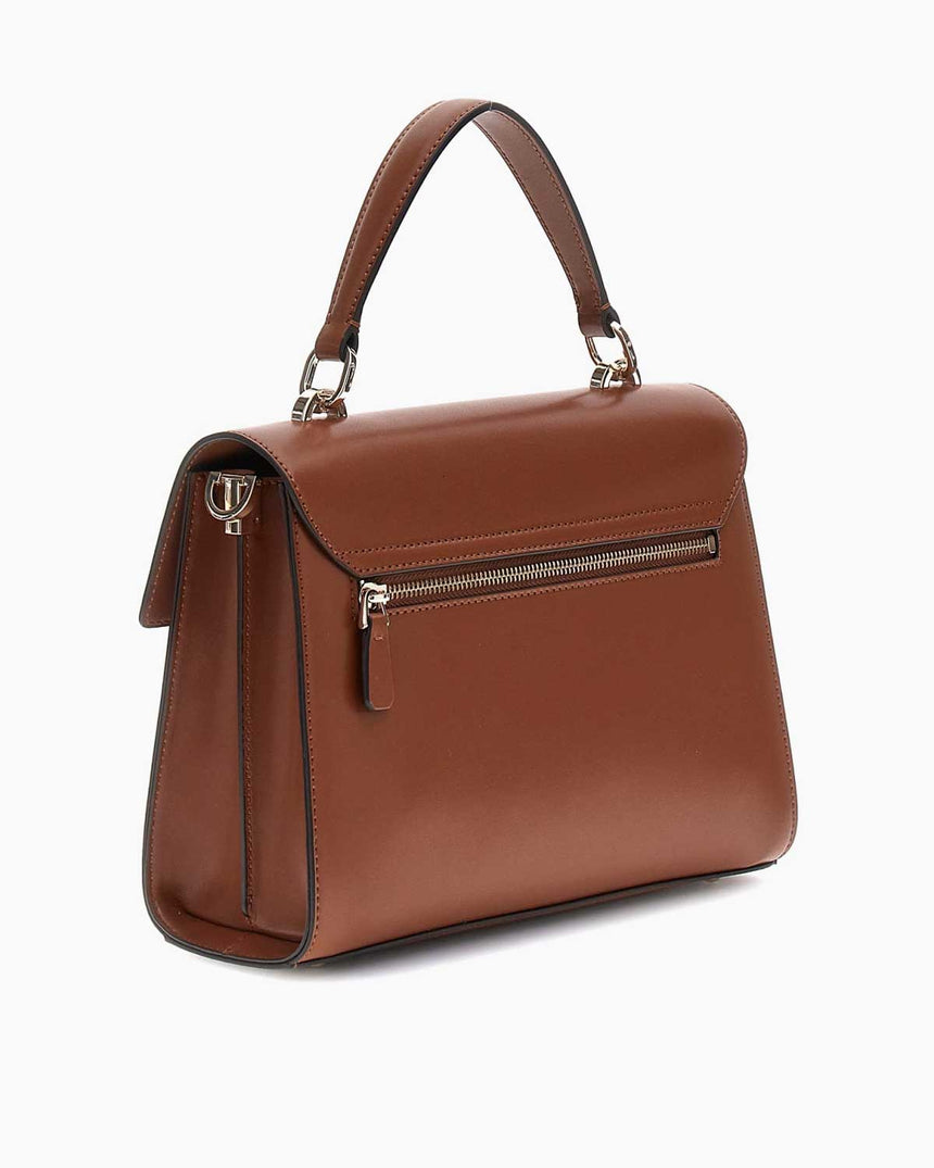 Guess Eco Handle Flap Manyetik Kapaklı El Çantası Cognac