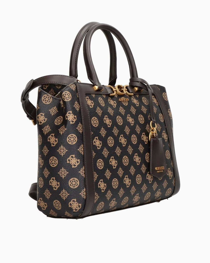Guess Monogram Desenli El Çantası Mocha Logo