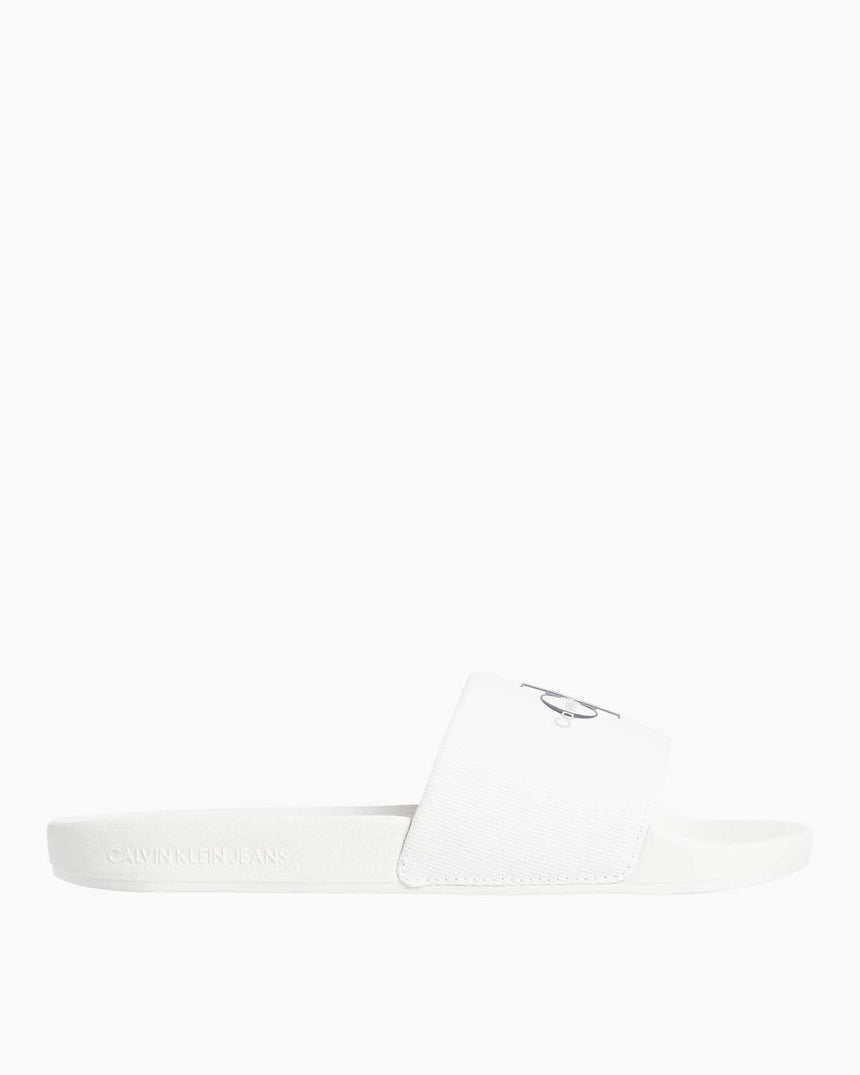 Calvin Klein Slide Monogram Flip Flops Terlik Bright White/Black