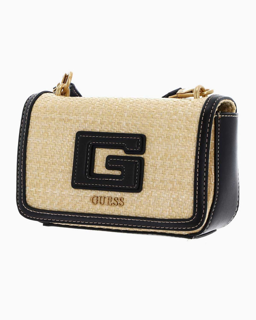 Guess Status Mini Çapraz Askılı Hasır Çanta Natural - Black