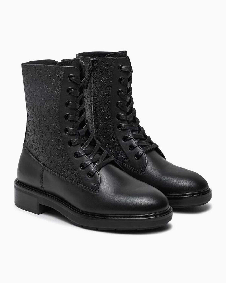 Calvin Klein Flat Combat Baskılı Low Boots CK Black