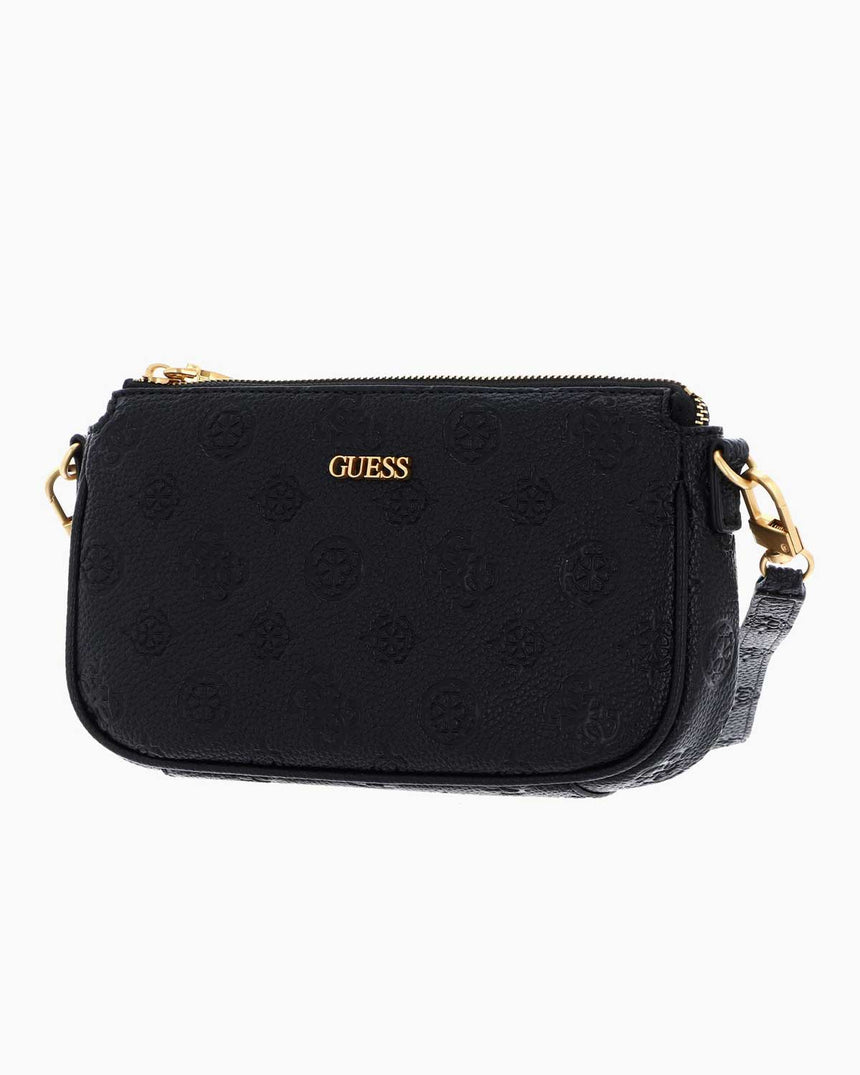 Guess Izzy Peony Zincir Detaylı Çapraz Askılı Çanta Black Logo