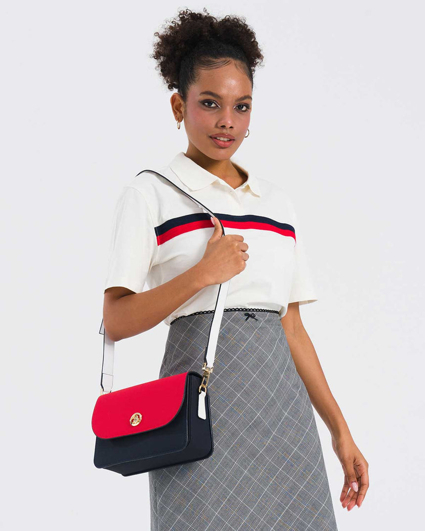 Us Polo Assn Logolu Çapraz Askılı Çanta Lacivert - Kırmızı - Beyaz