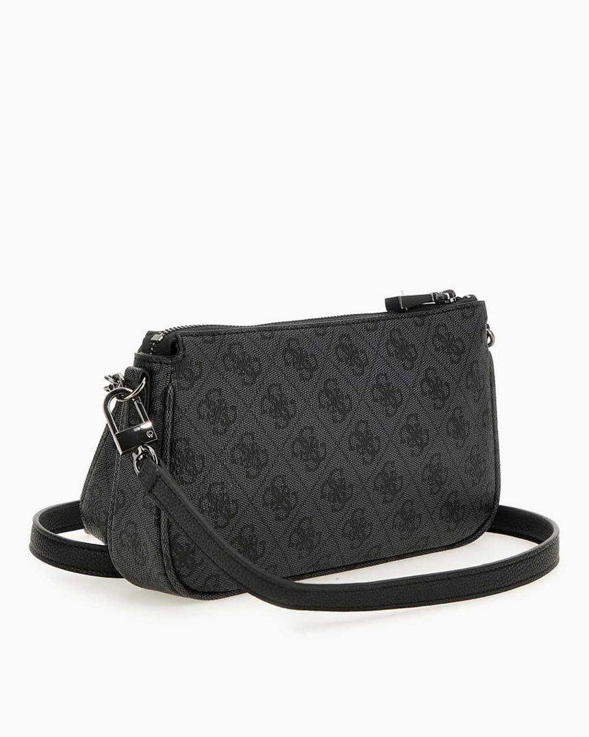 Guess Anadela Noelle II Çift Pouch Kadın Çapraz Askılı Çanta Coal Logo