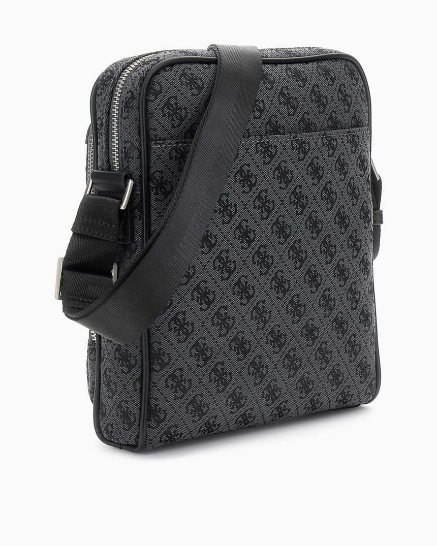 Guess Milano Compact Monogram Baskılı Çapraz Askılı Çanta Coal Black