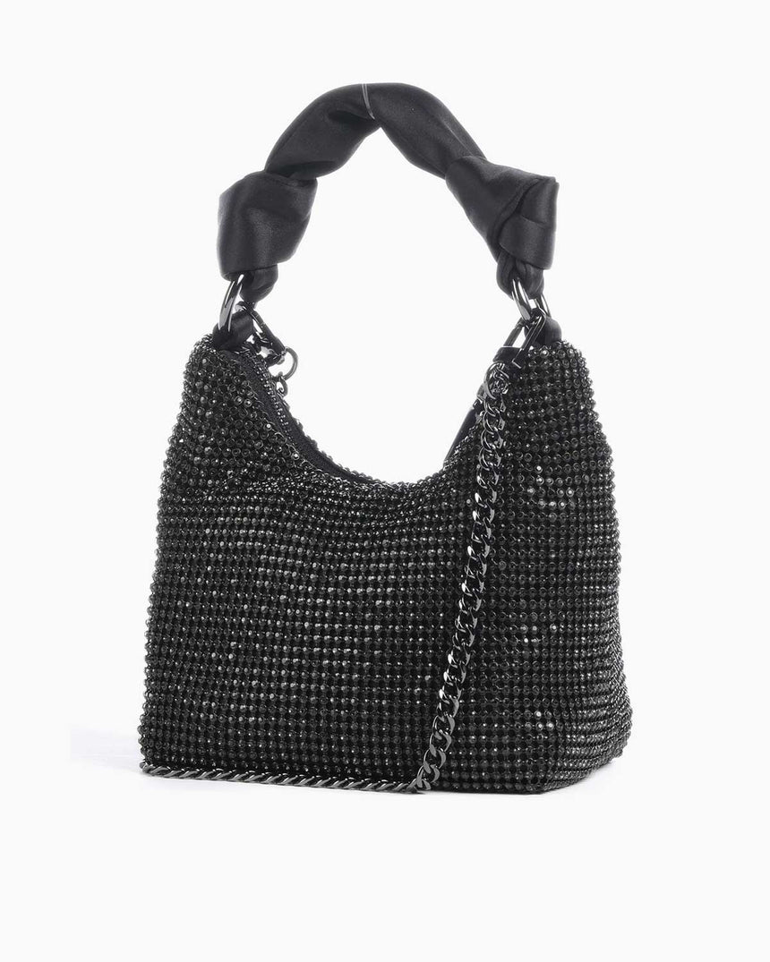 Guess Lua Mini Hobo Taşlı El Çantası Black