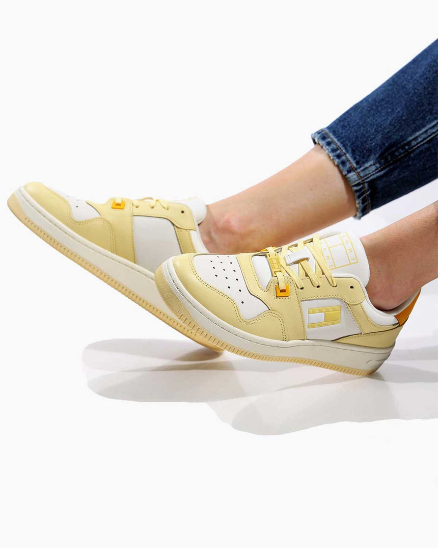Tommy Hilfiger Retro Basket Tonal Logo Sneakers Lemon Zest