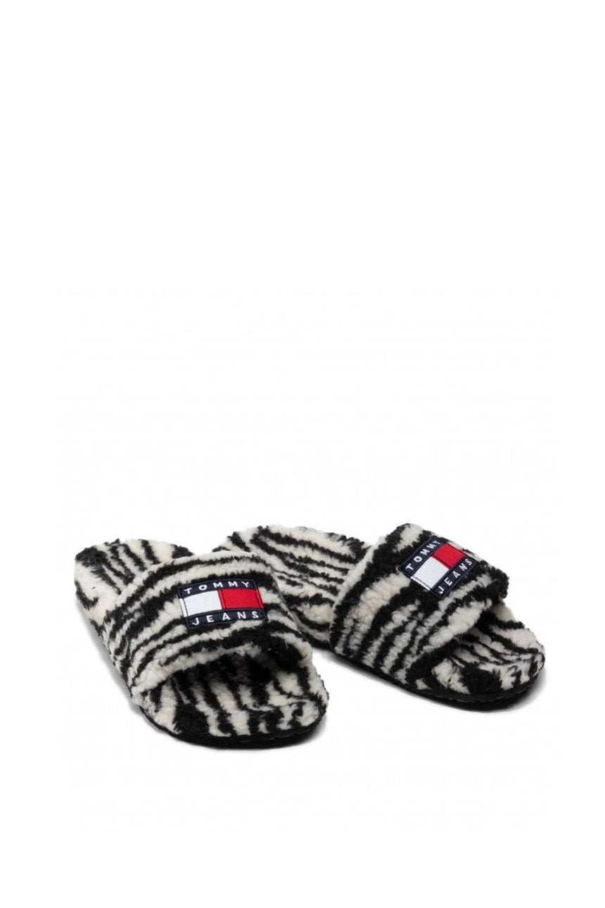 Tommy Hilfiger Kadın Wild Animal Printed Pool Slide Terlik Black