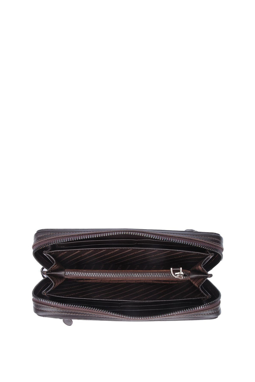 Grande Çok Gözlü Büyük Boy Kadın El Portföyü Kahve