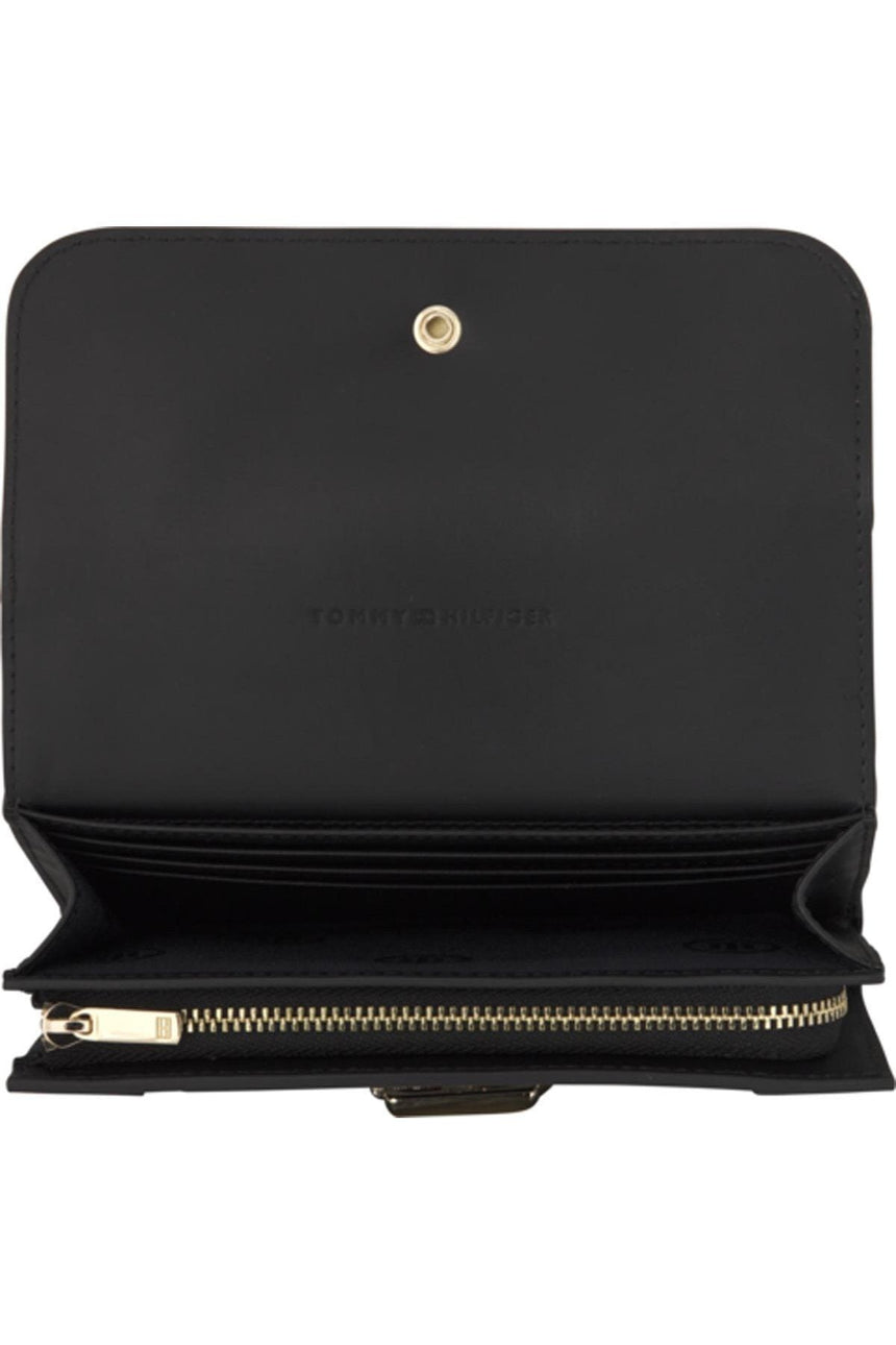 Tommy Hilfiger Th Lock Med Flap Kadın Cüzdanı Black