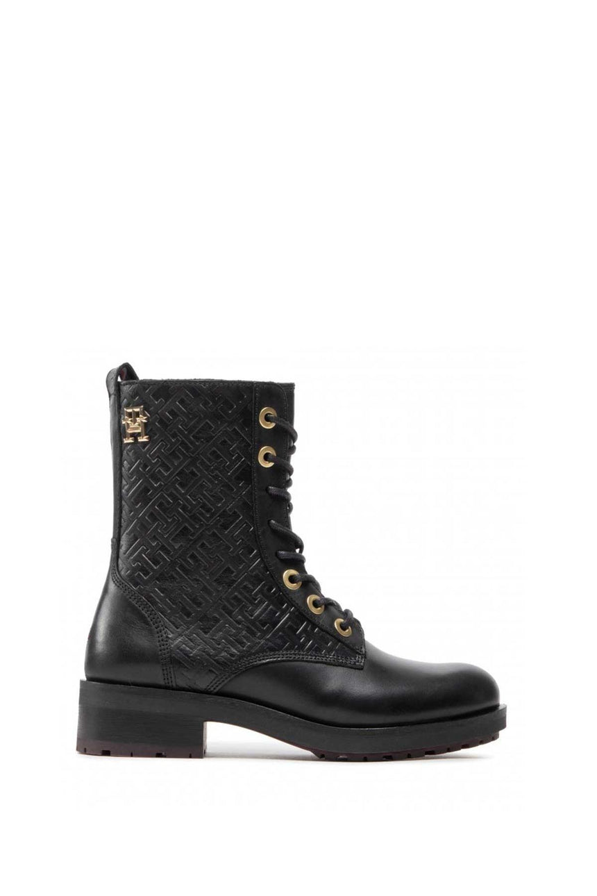 Tommy Hilfiger Monogram Bıker Kadın Boot Black
