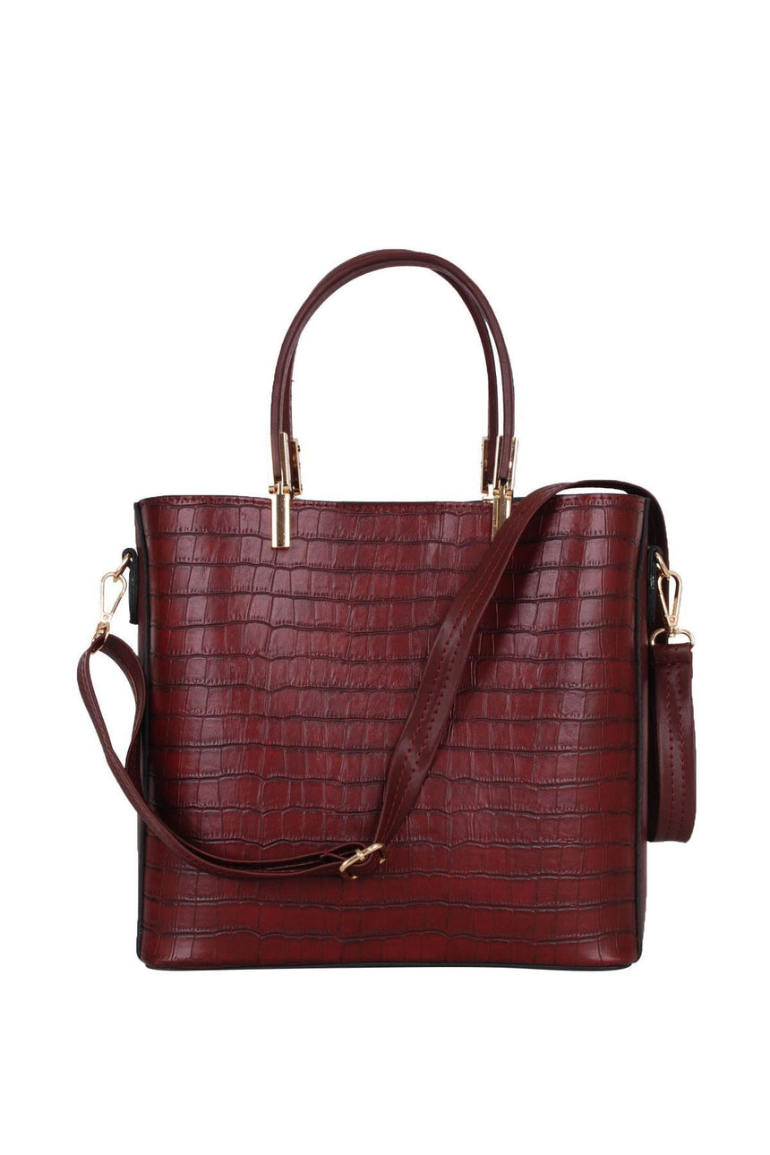 Günlük Kadın El Çantası Bordo Kroko