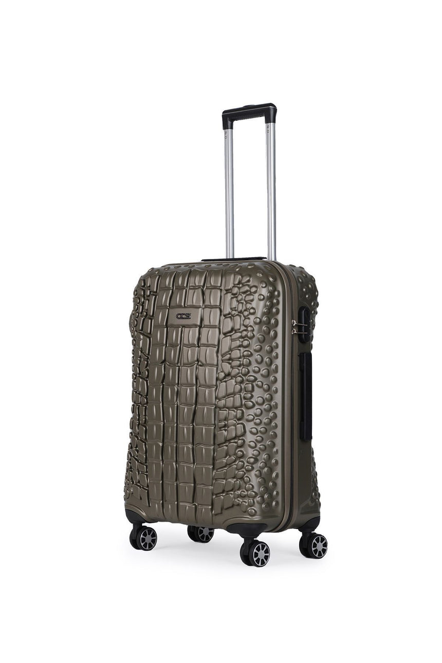 ÇÇS Kroko Kabartma Doku Orta Boy Valiz Yeşil