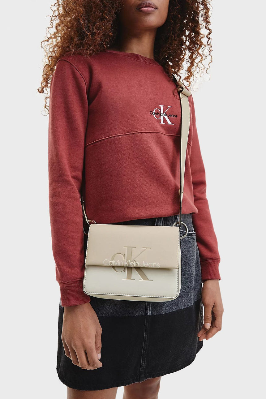 Calvin Klein Logo Crossbody Bag Tuscan Beige / White