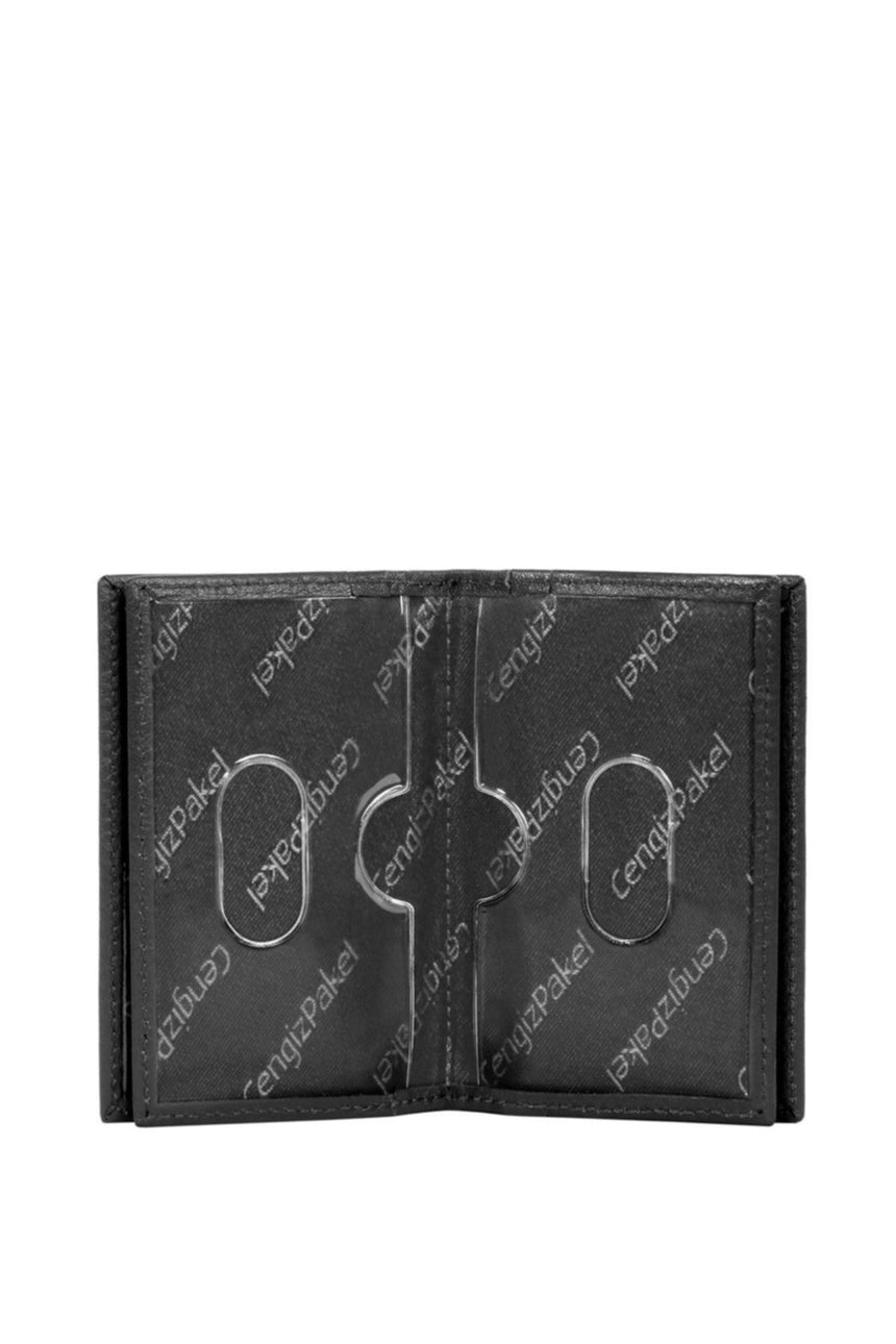 Cengiz 4 Blok Şeffaf Bölmeli Erkek Portföyü Siyah