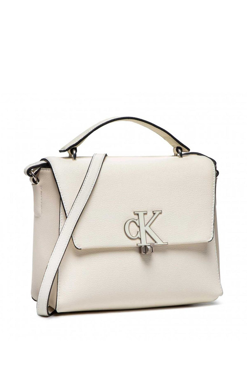 Calvin Klein Minimal Monogram Mini Top Handle Kadın Askılı Omuz Çantası Warm White - Egshell