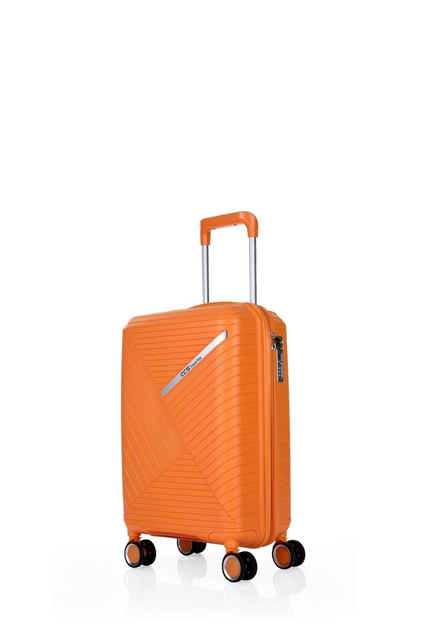 ÇÇS Diagonal Çizgili 55 cm Kabin Boy Valiz Turuncu