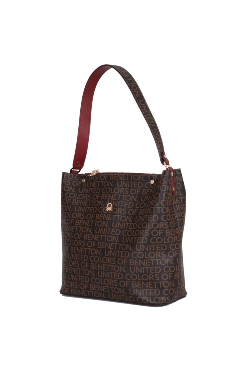 Benetton Mono Yüzey Kadın Kol Çantası Kahve - Bordo