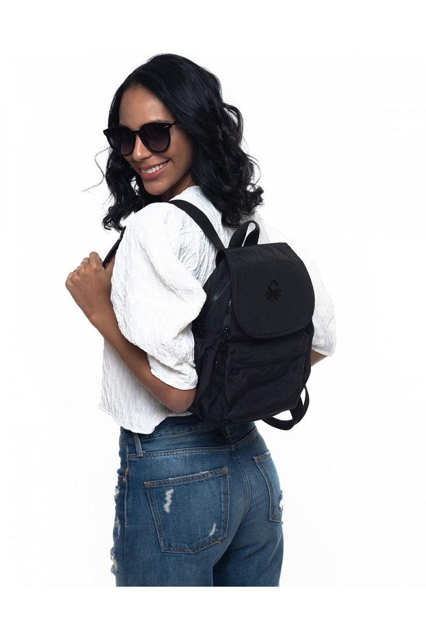 Benetton Kapaklı Mini Sırt Çantası Siyah