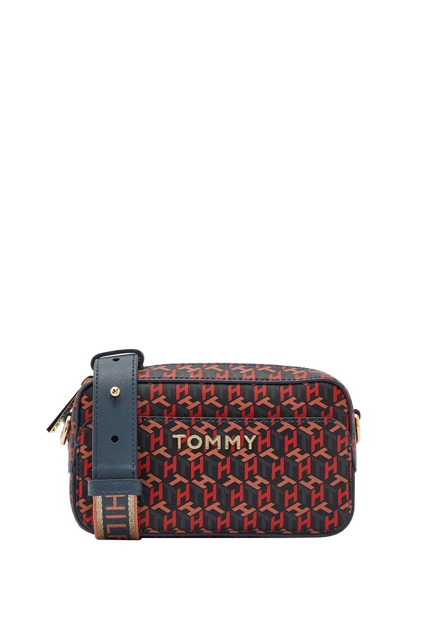Tommy Hilfiger Iconic Tommy Sm Camera Bag Mono Kadın Çapraz Askılı Çanta Charcoal Blue