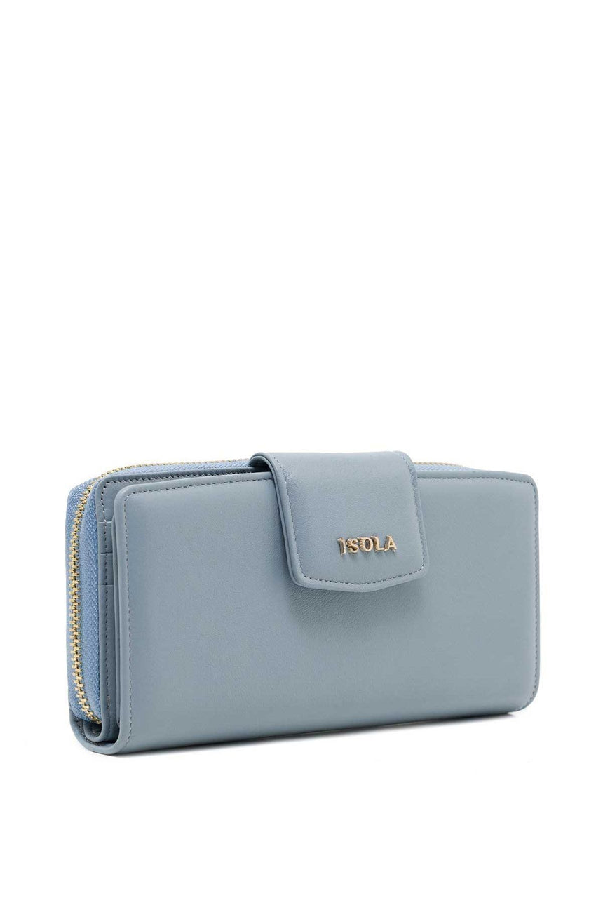Isola Betsy Hakiki Deri Kadın Cüzdanı Açık Mavi