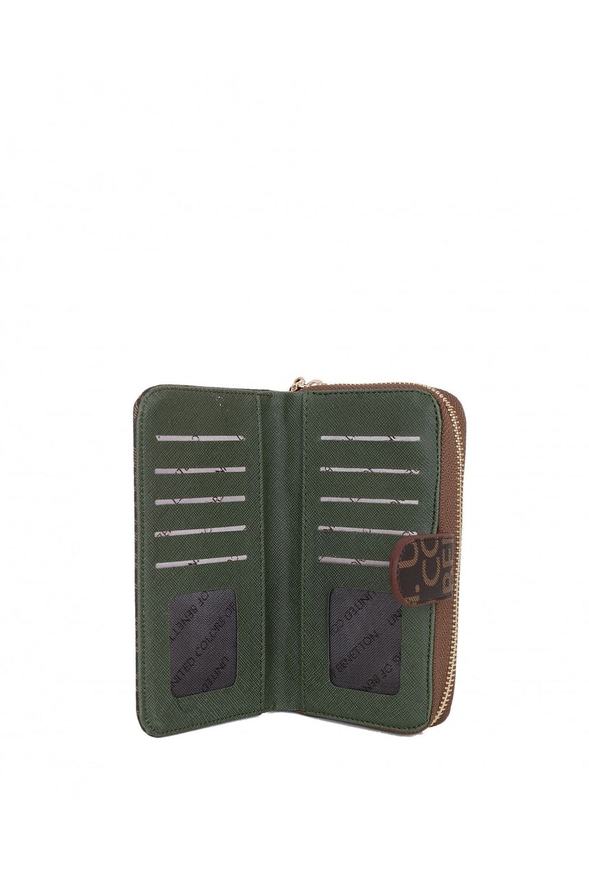 Benetton Logo Baskılı Medium Kadın Cüzdanı Kahve- Haki