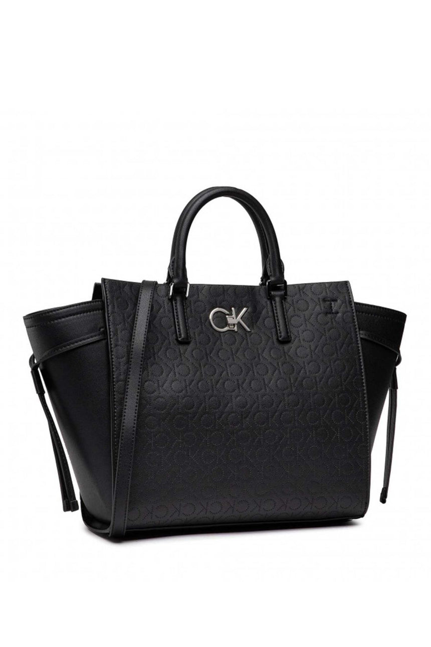 Calvin Klein Re-Lock Drawstring Tote Bag Perf Kadın Omuz Çantası CK Black