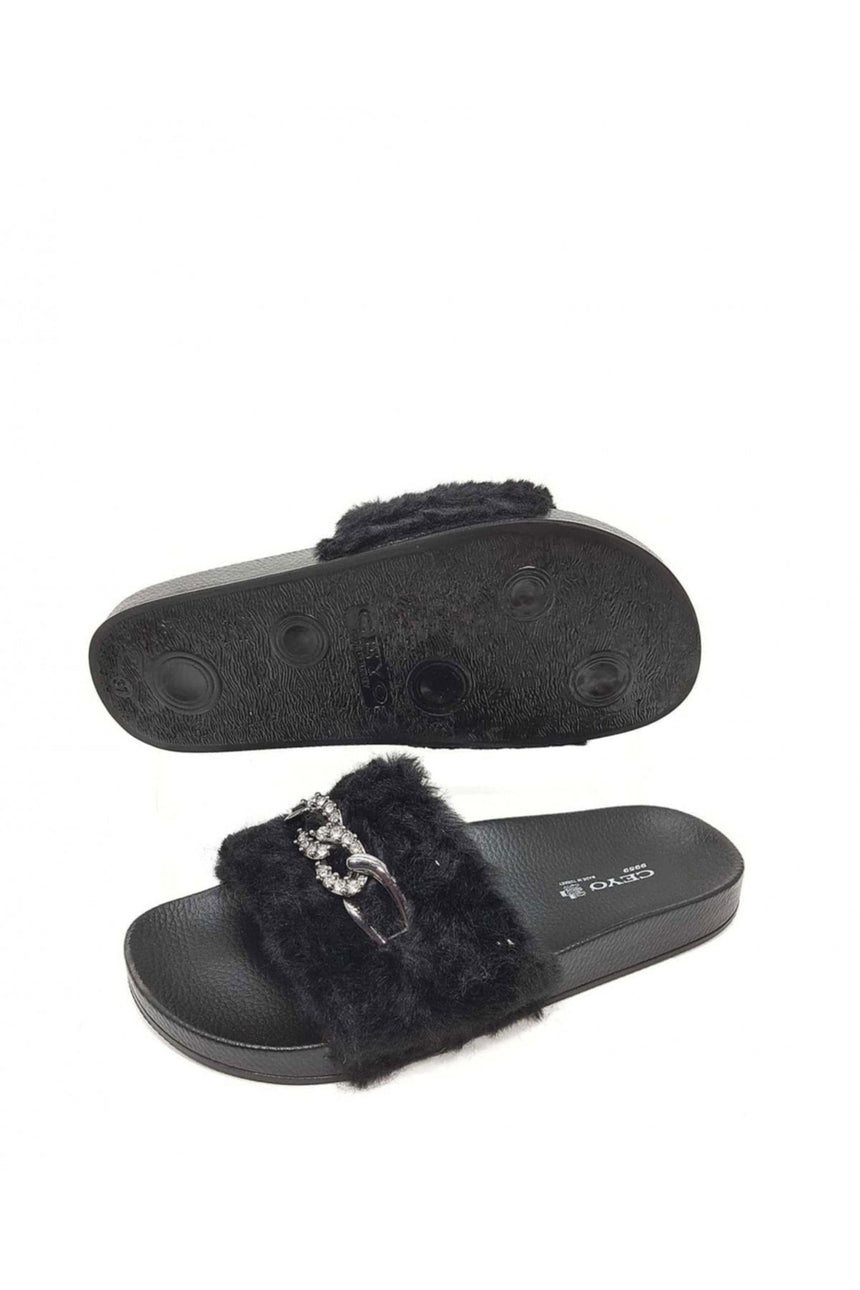 Ceyo Buckle Terlik Siyah