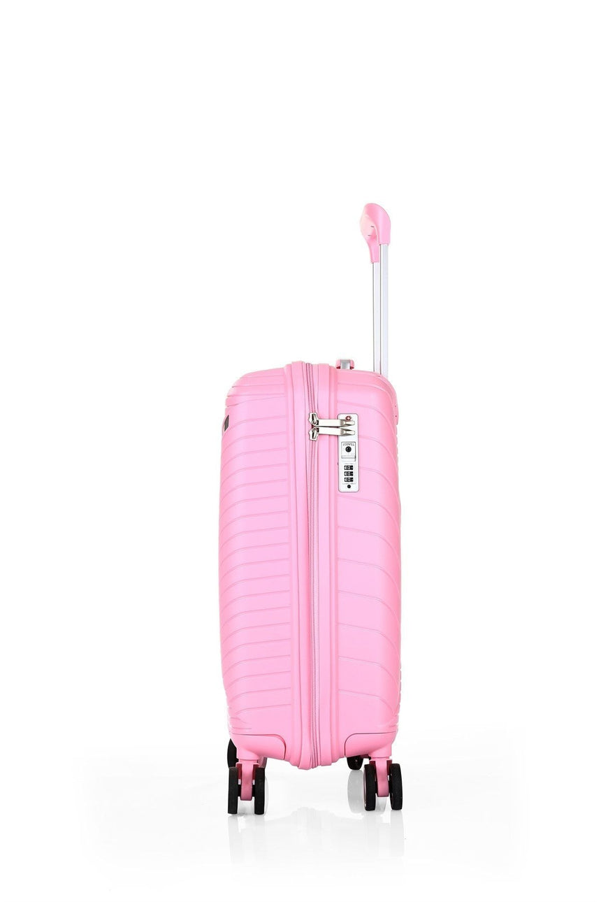 ÇÇS Diagonol Çizgili 65 cm Orta Boy Valiz Pembe