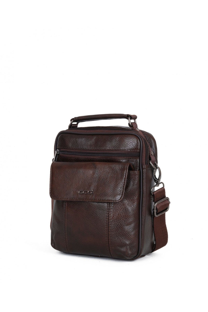 ÇÇS 4 Bölmeli Çapraz Askılı Erkek Çantası Dark Brown