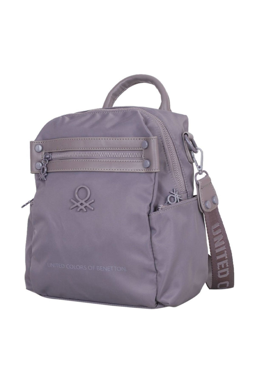 Benetton Logo Detaylı Kadın Sırt Ve Kol Çantası Koyu Gri