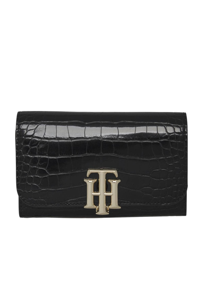 Tommy Hilfiger Th Lock Med Flap Kadın Cüzdanı Black