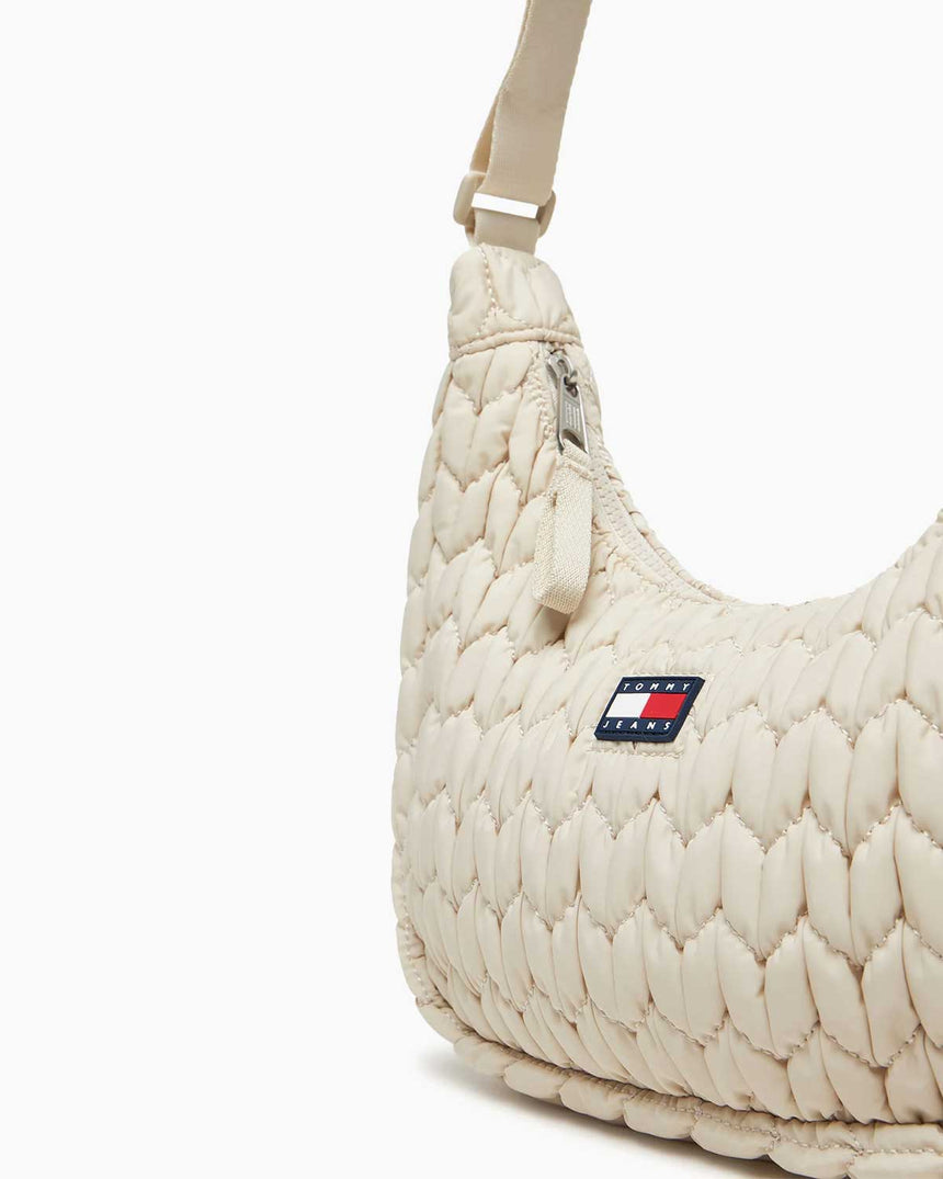 Tommy Hilfiger X-Body Kapitone Şehirli Kadın Omuz Çantası Newsprint