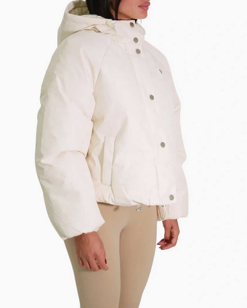 Guess Jacke Jakarlı Kadın Aktif Şişme Mont 4G JACQUARD PEARL WH