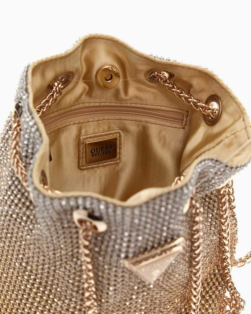 Guess Zalina Pouch Taşlı Omuz Çantası Gold
