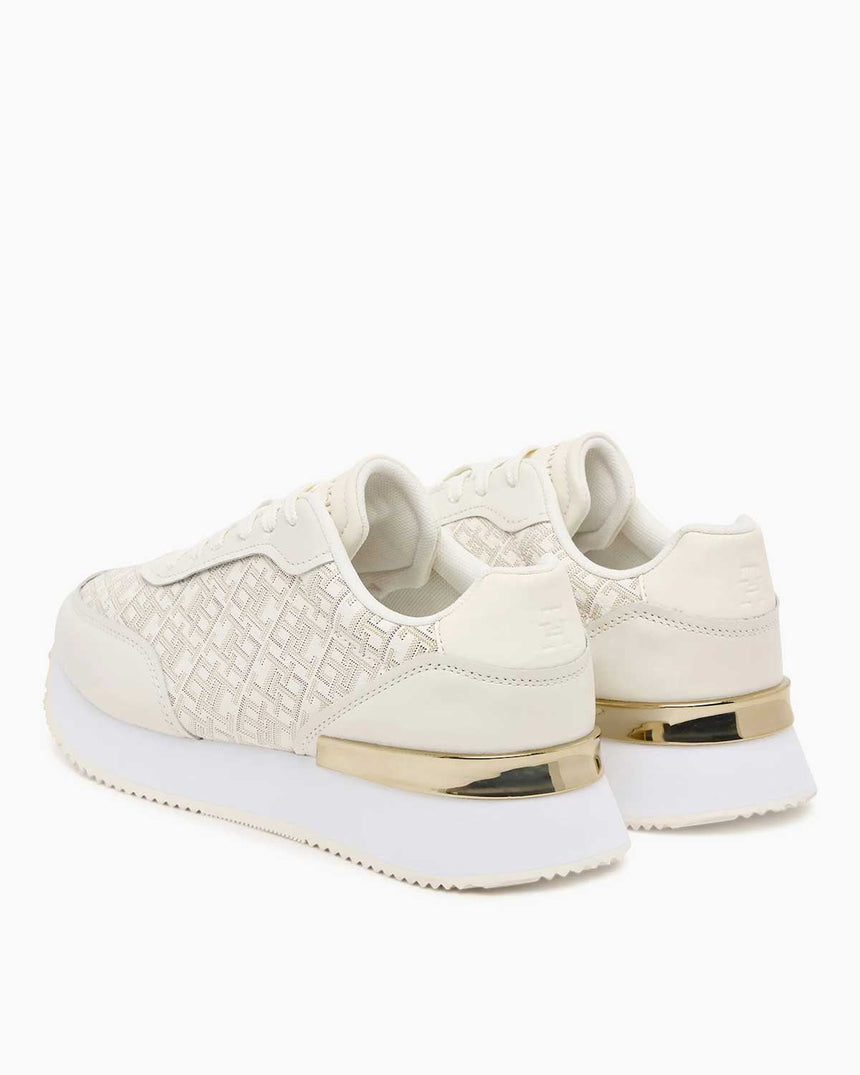 Tommy Hilfiger Arlene Monogram Logolu Kadın Sneaker Ivory Silk