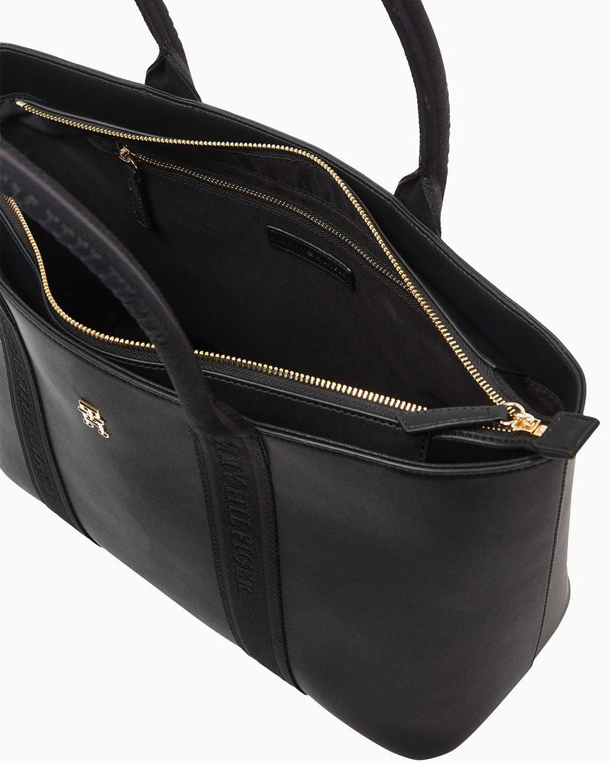 Tommy Hilfiger Logotape Tote Omuz Çantası Black