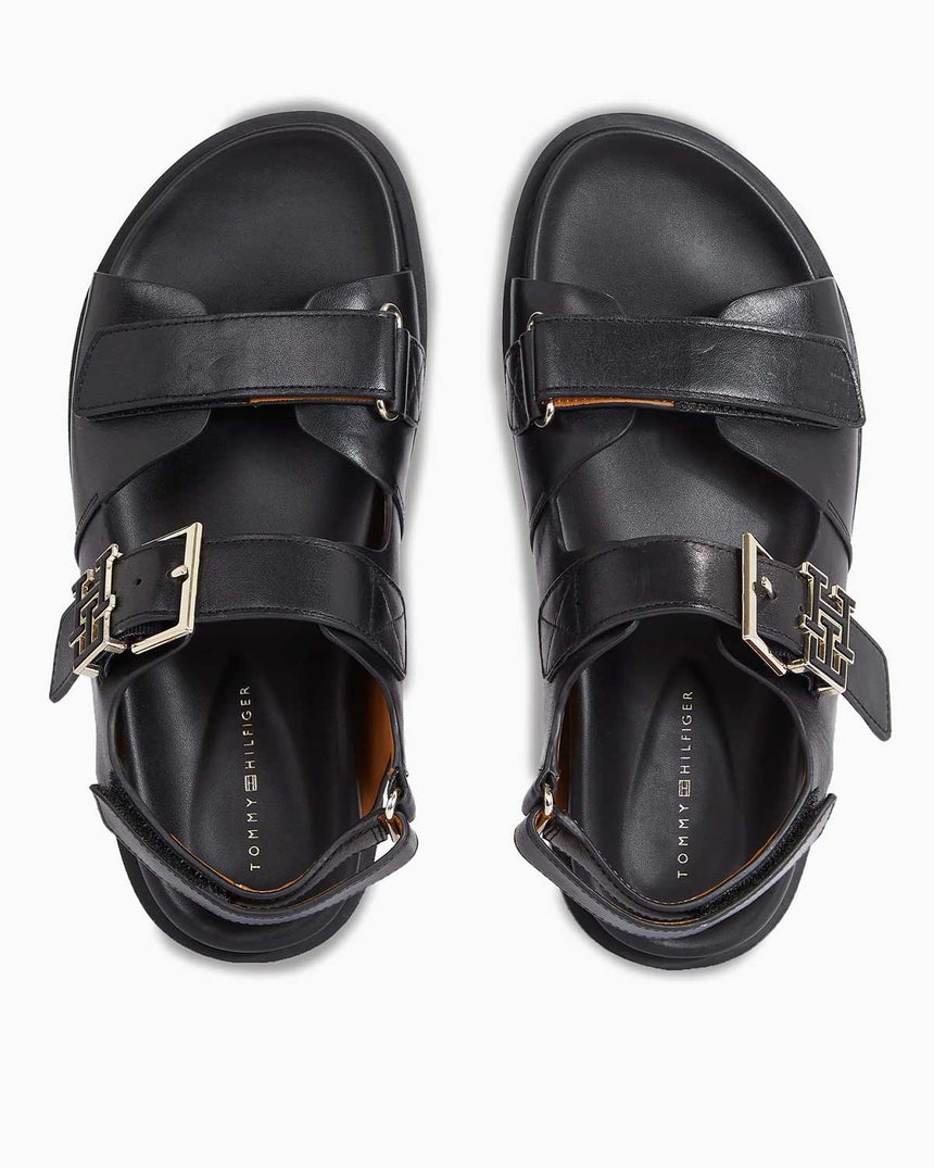 Tommy Hilfiger Hardware Sporty Kadın Deri Sandalet Black