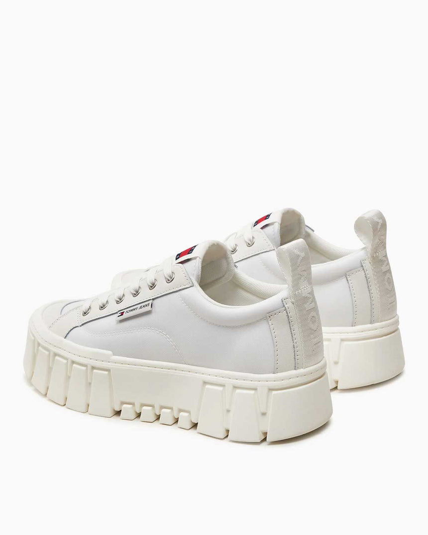 Tommy Hilfiger Vulc Flatform LC Mix Media Kadın Sneaker Ecru
