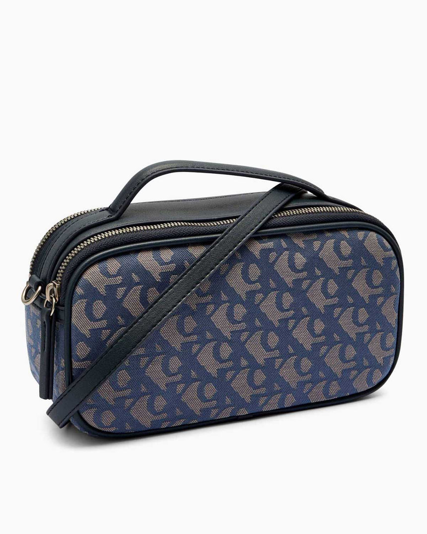 Calvin Klein Monogram Desenli Çapraz Askılı Kadın Camera Bag BLUE INDIGO / ATMOSPHERE AOP