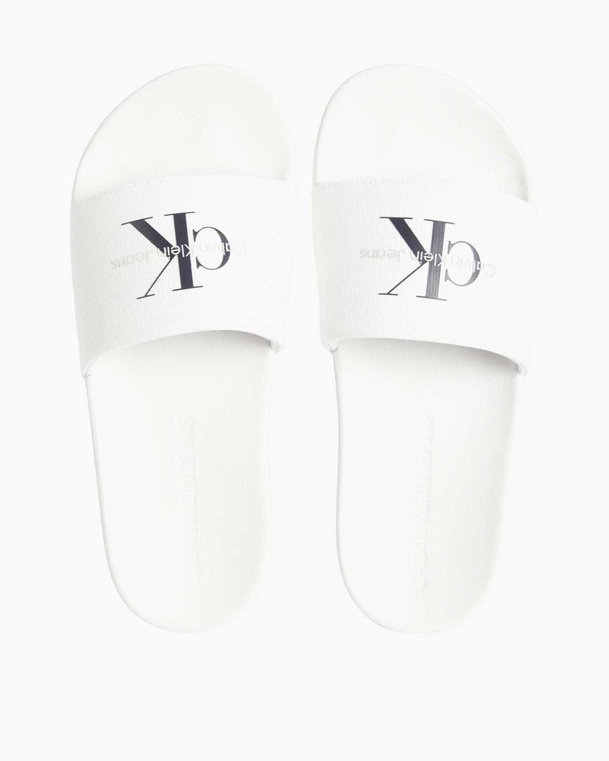 Calvin Klein Slide Monogram Flip Flops Terlik Bright White/Black