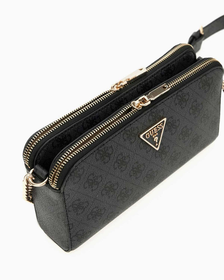 Guess Eco Erica Çift Fermuarlı Çapraz Askılı Çanta Coal Logo