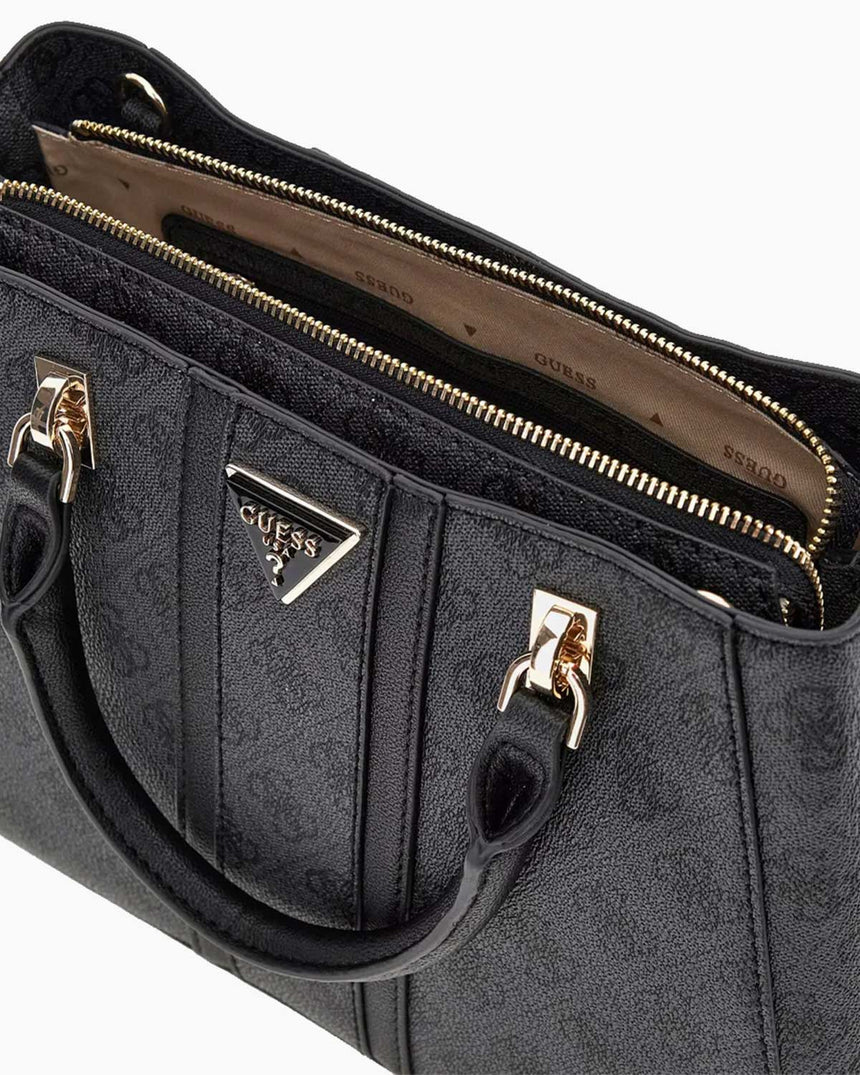 Guess Noreen Satchel Monogram El Çantası Coal Logo