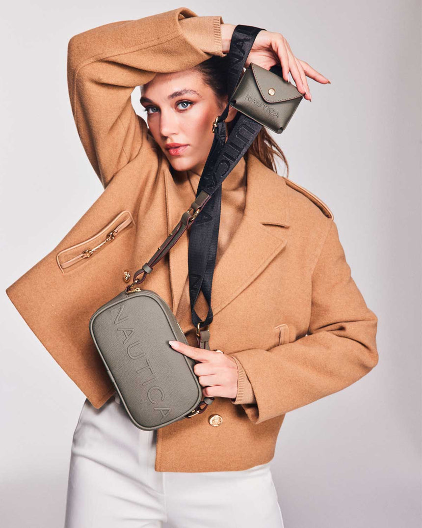 Nautica Mini Cüzdan Detaylı Çapraz Askılı Çanta Açık Haki