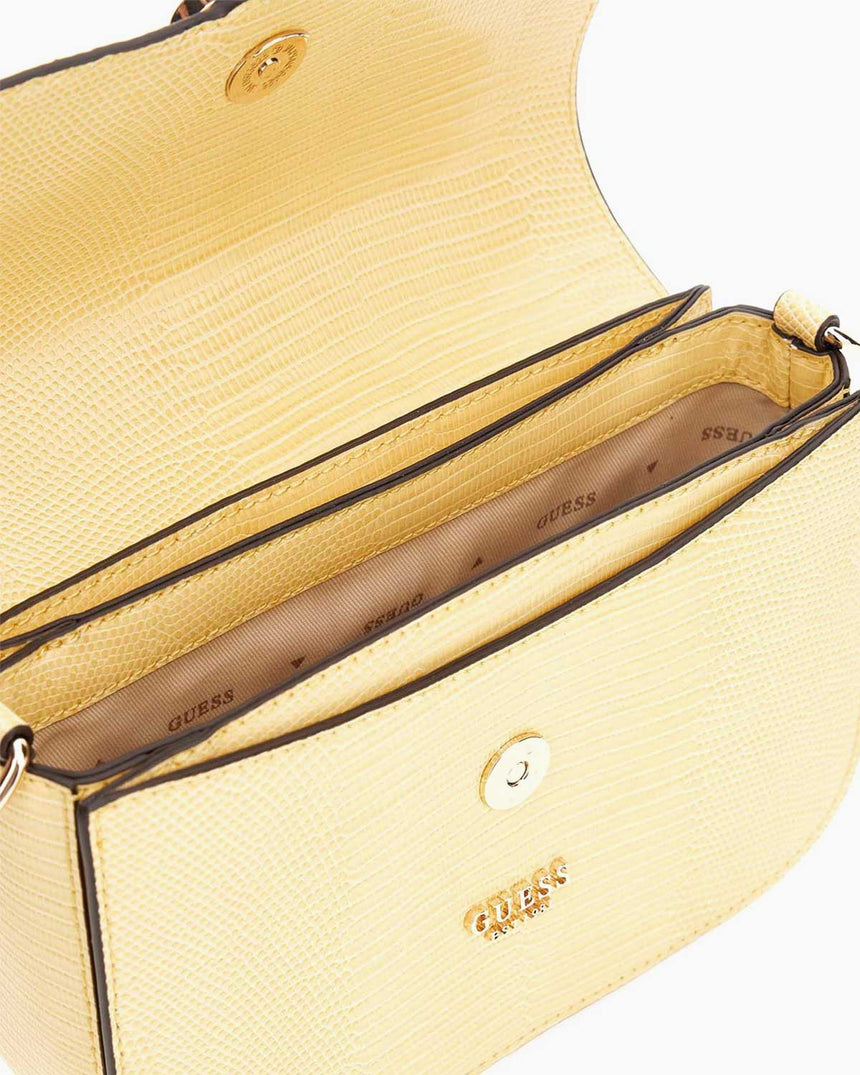 Guess Orlina Society Logo Kapaklı El Çantası Cornsilk