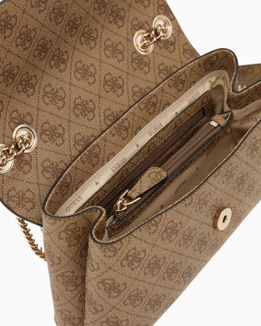 Guess Eco Erica Çıkartılabilir Askılı Kadın El Çantası Latte Logo