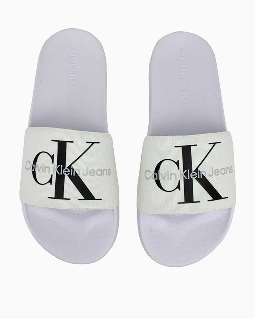 Calvin Klein Slide Monogram Erkek Terlik Bright White/Black